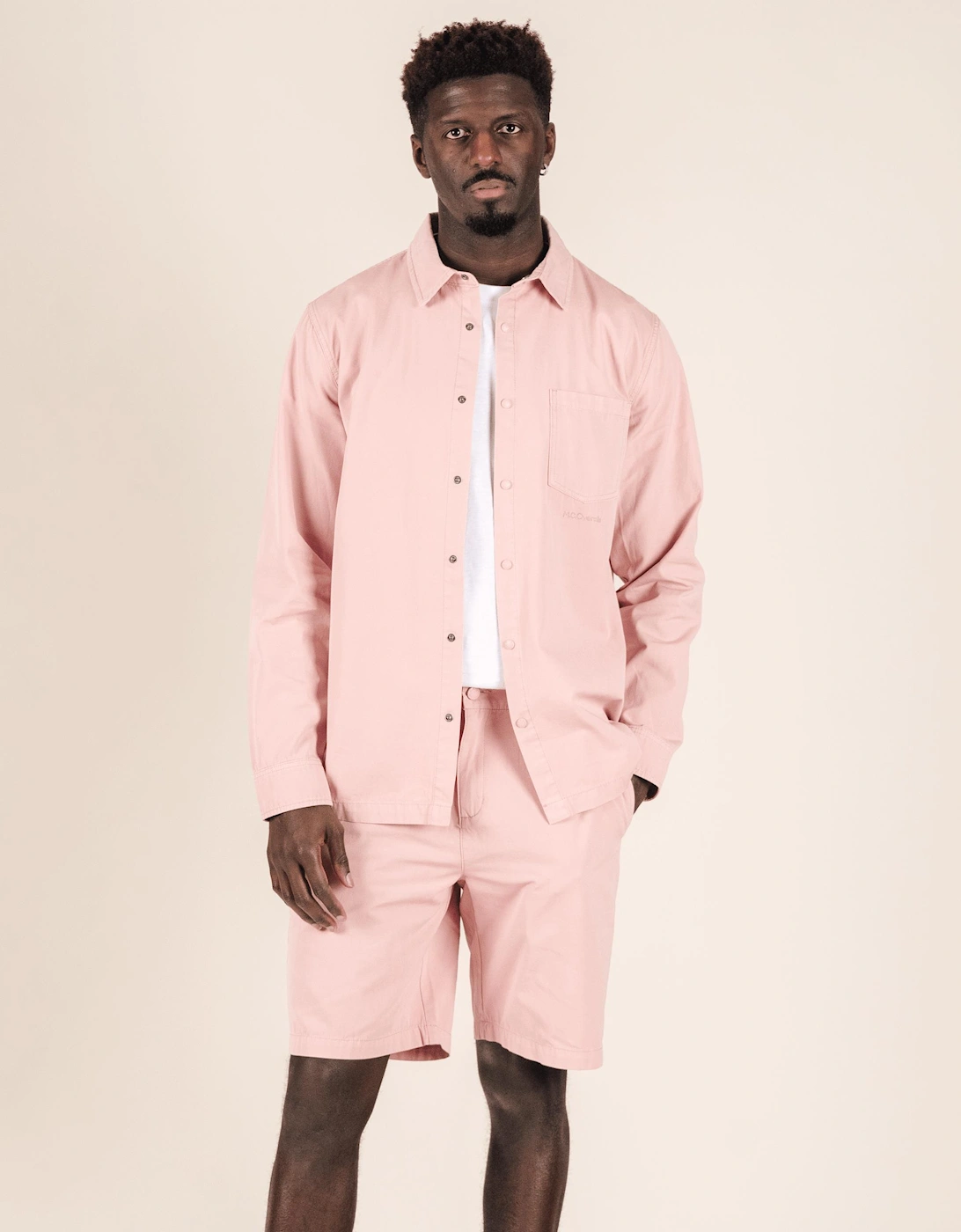 Lightweight Relaxed Snap Button Shirt Dusty Pink