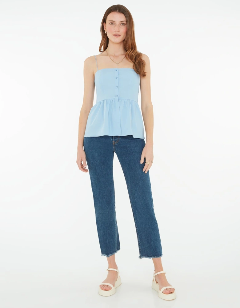 Remington Button Front Cami Top in Blue