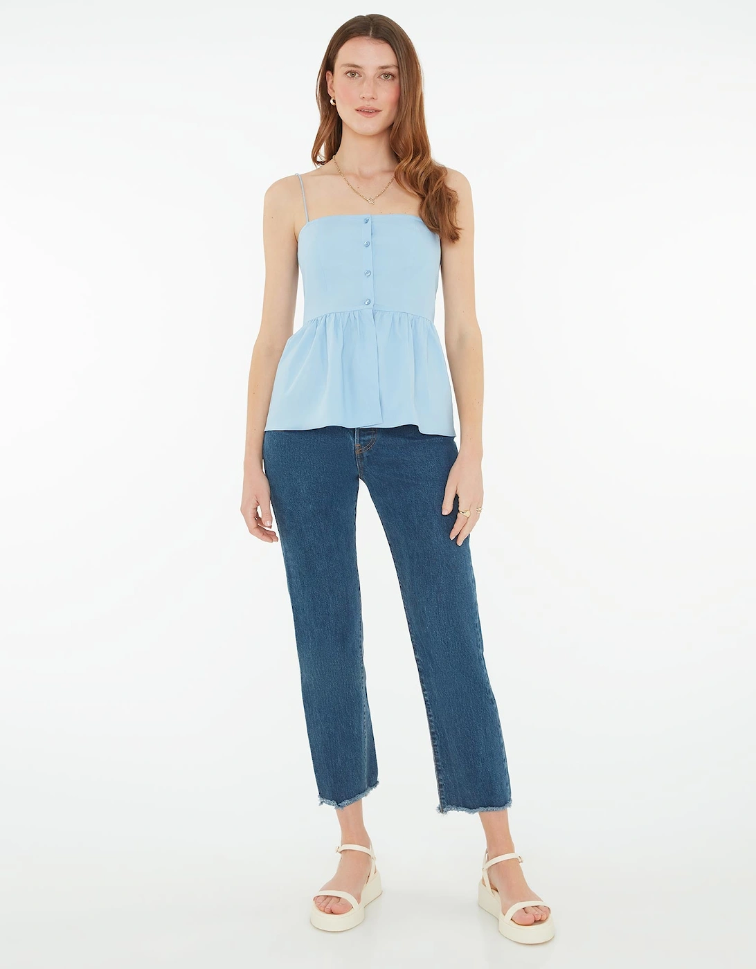 Remington Button Front Cami Top in Blue, 5 of 4