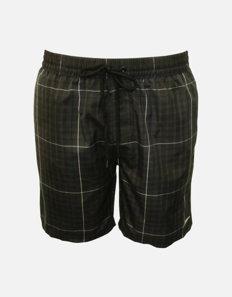 Yarn Dyed Check Leisure 18" Water Shorts, Black