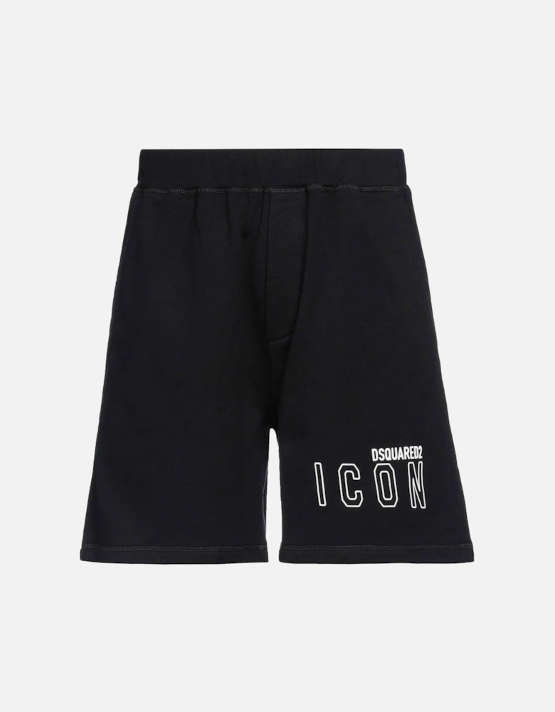 Icon Outline Printed Shorts in Black