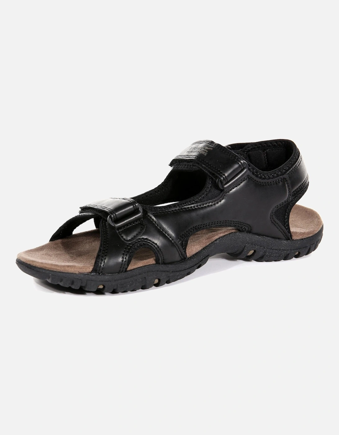 Mens Haris Three Strap Faux Leather Walking Sandals