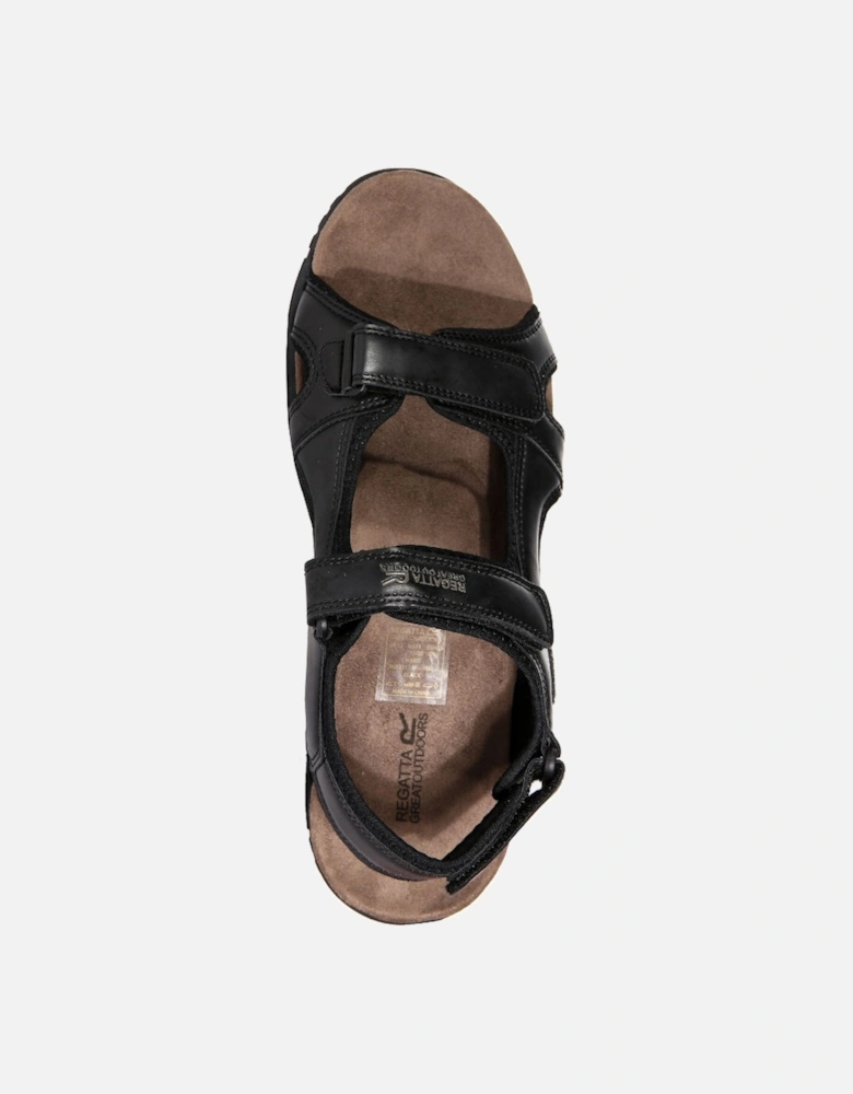 Mens Haris Three Strap Faux Leather Walking Sandals