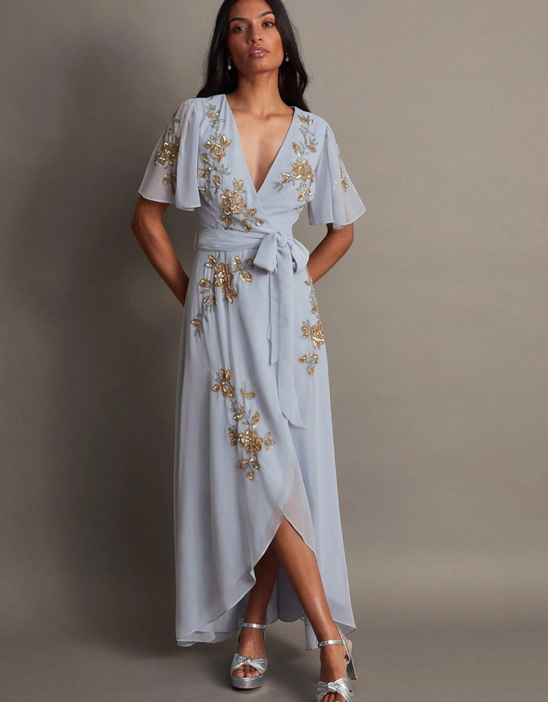 Sarah Embroidered Wrap Dress - White