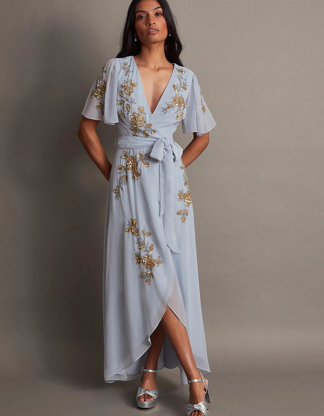 Sarah Embroidered Wrap Dress - White, 2 of 1