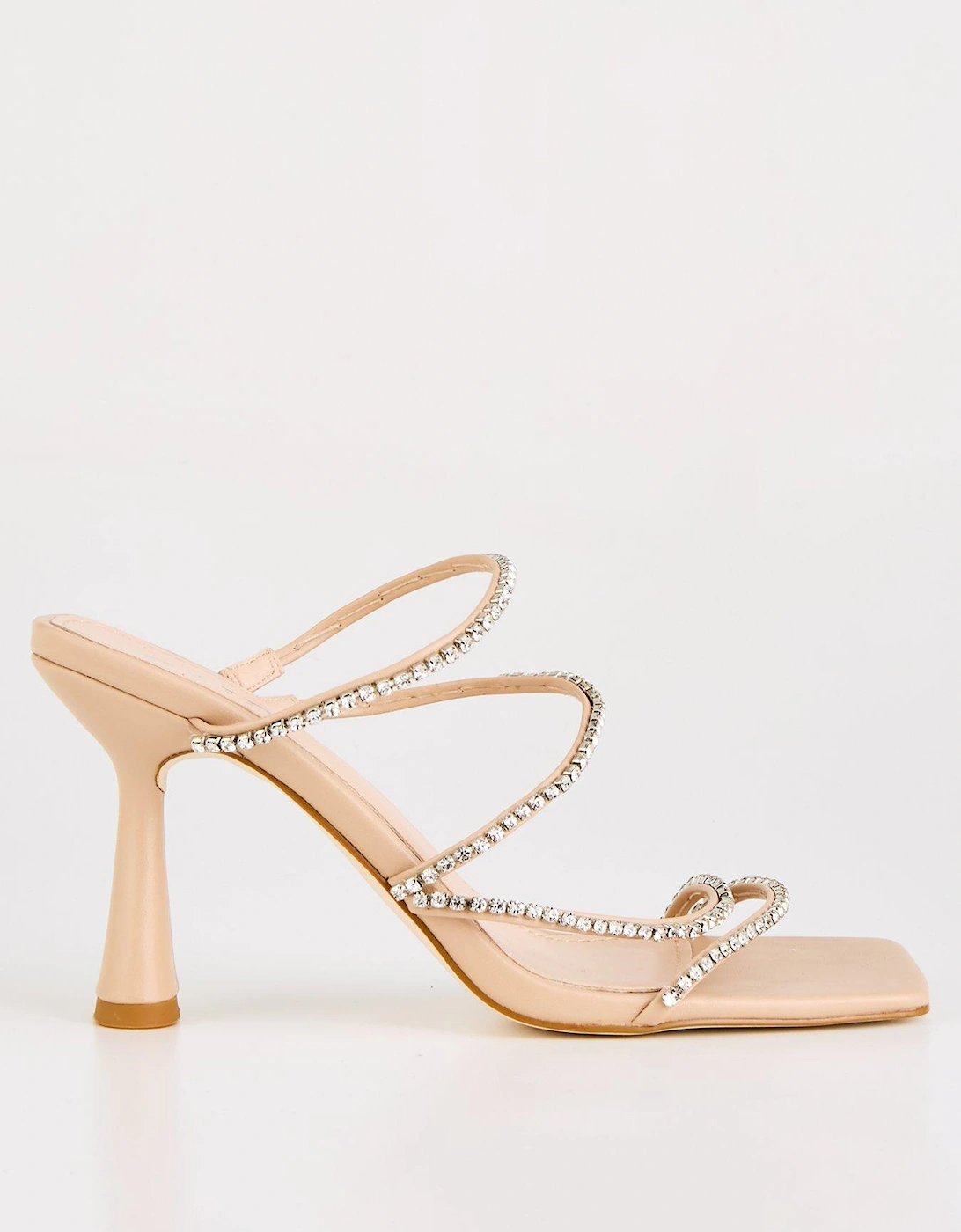 Seanna Embellished Strappy Heeled Mule - Nude, 8 of 7