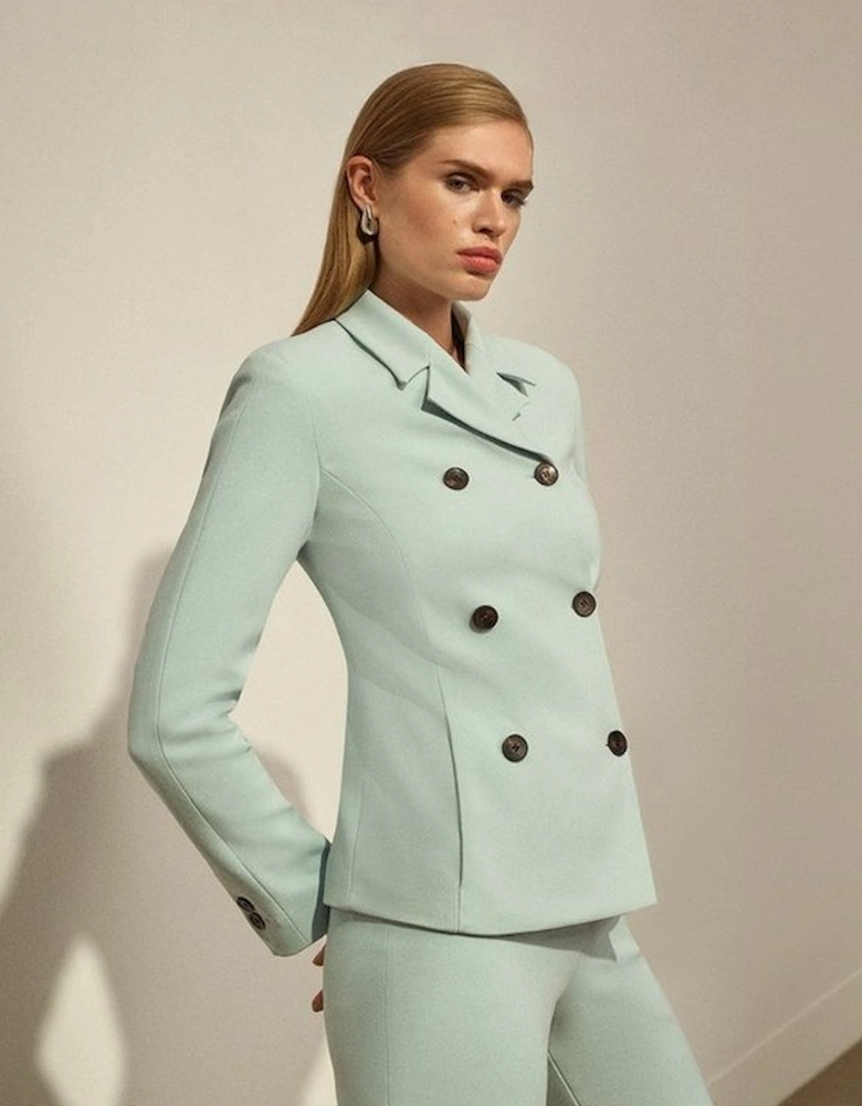 Compact Stretch Double Breasted Blazer