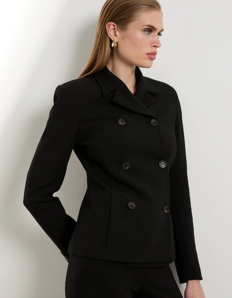 Compact Stretch Double Breasted Blazer