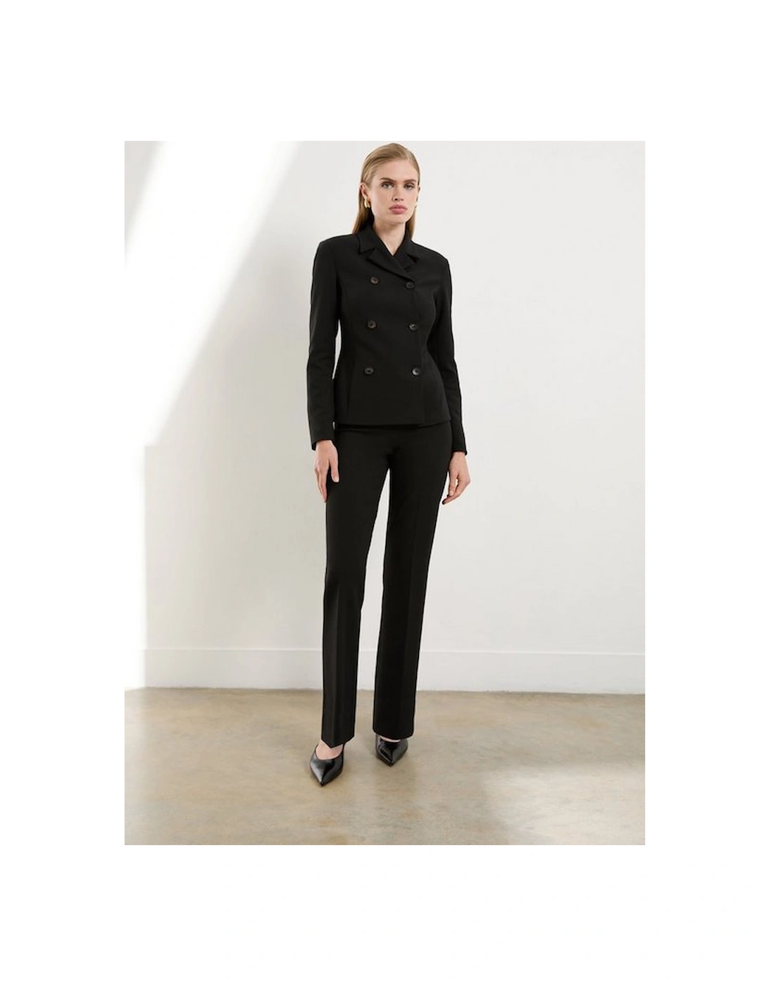 Compact Stretch Double Breasted Blazer