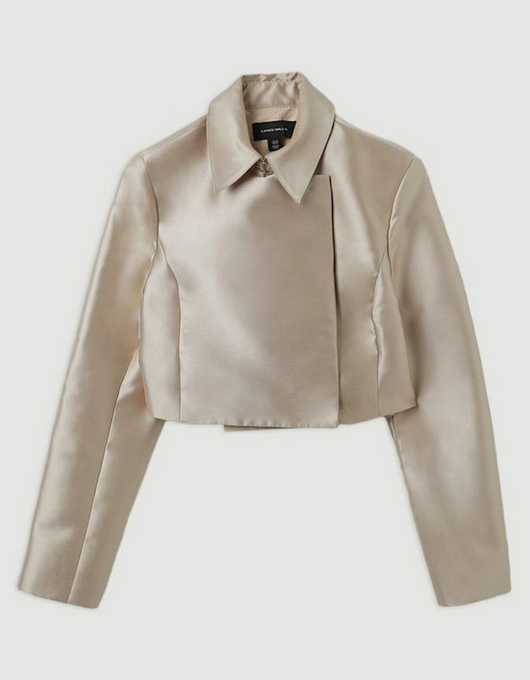 The Founder Satin Twill Cropped Wrap Tailored Jacket