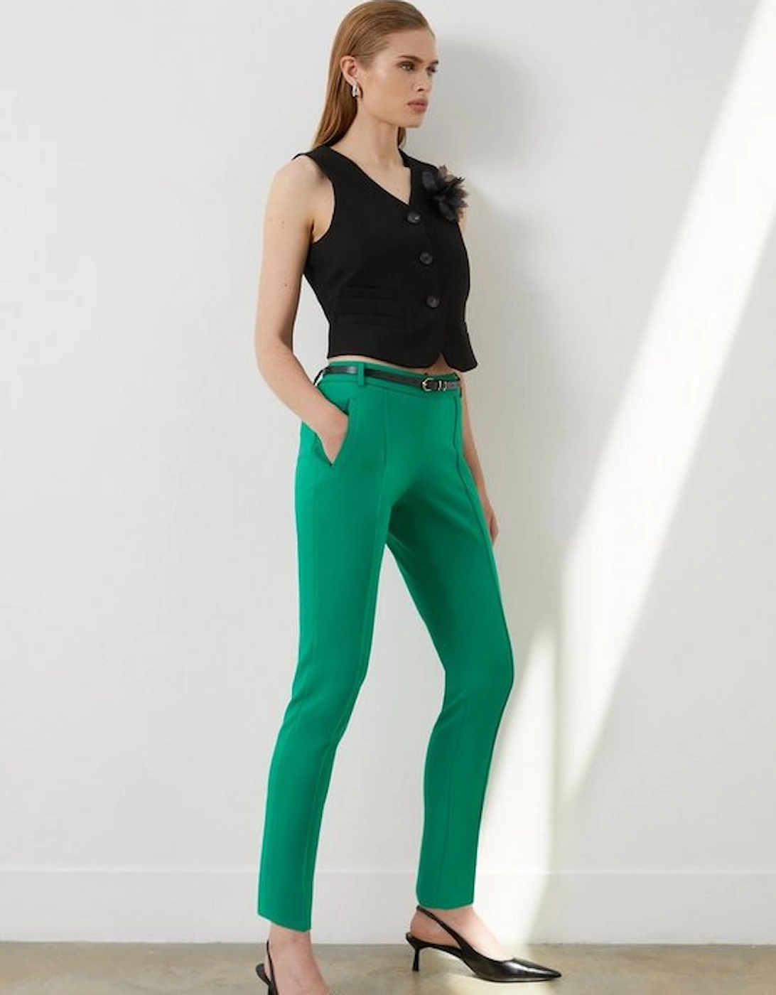 Compact Stretch Slim Leg Tailored Trousers
