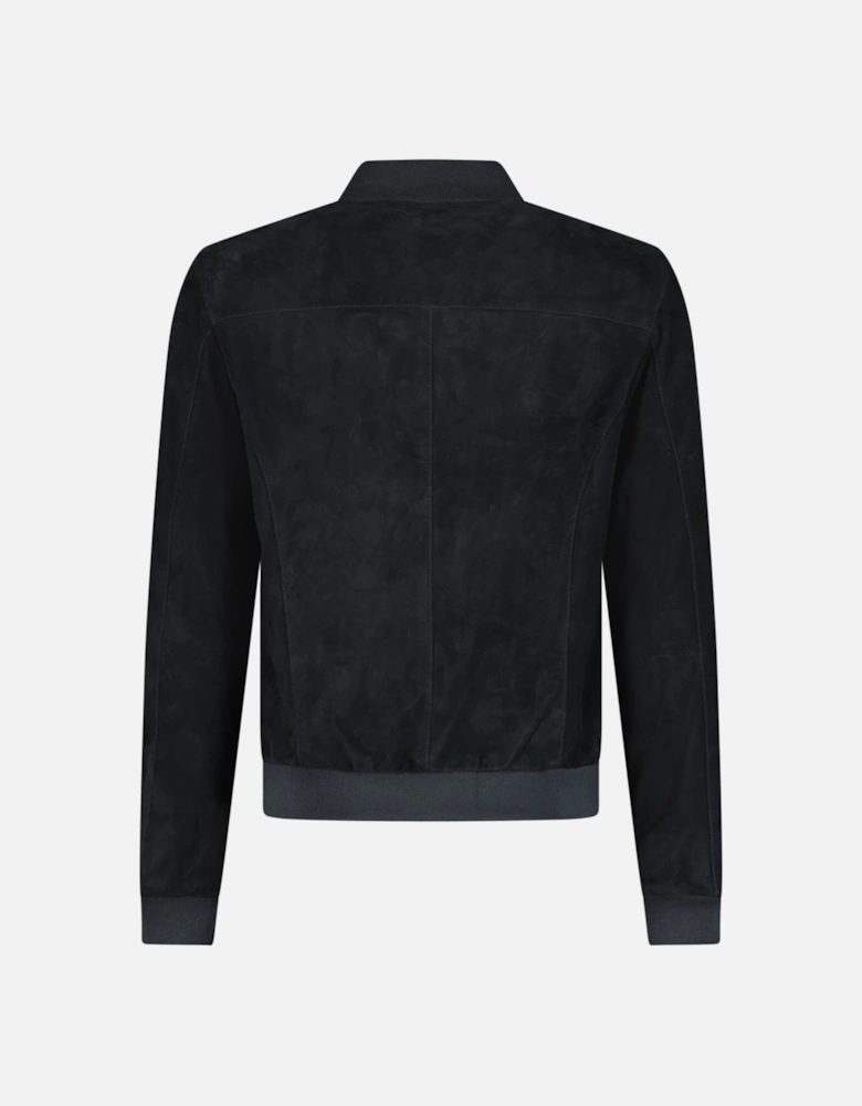 Button-Up Suede Jacket Black