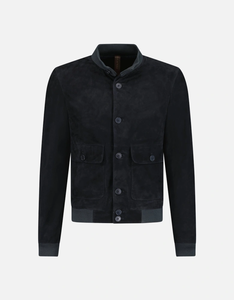 Button-Up Suede Jacket Black