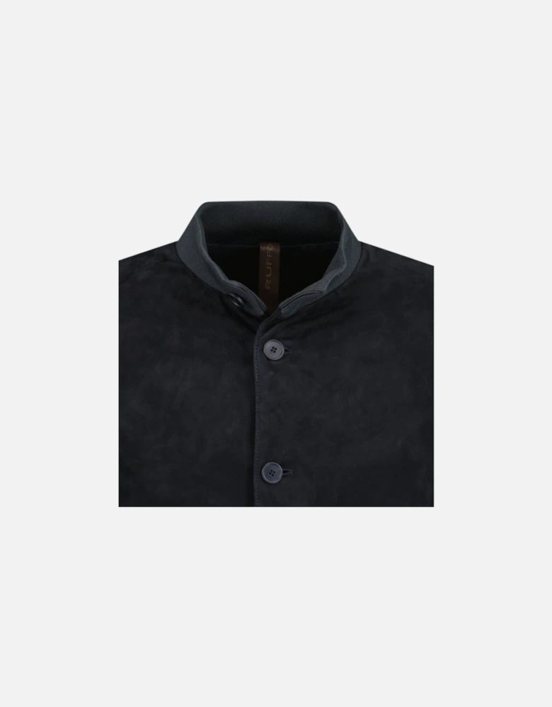 Button-Up Suede Jacket Black