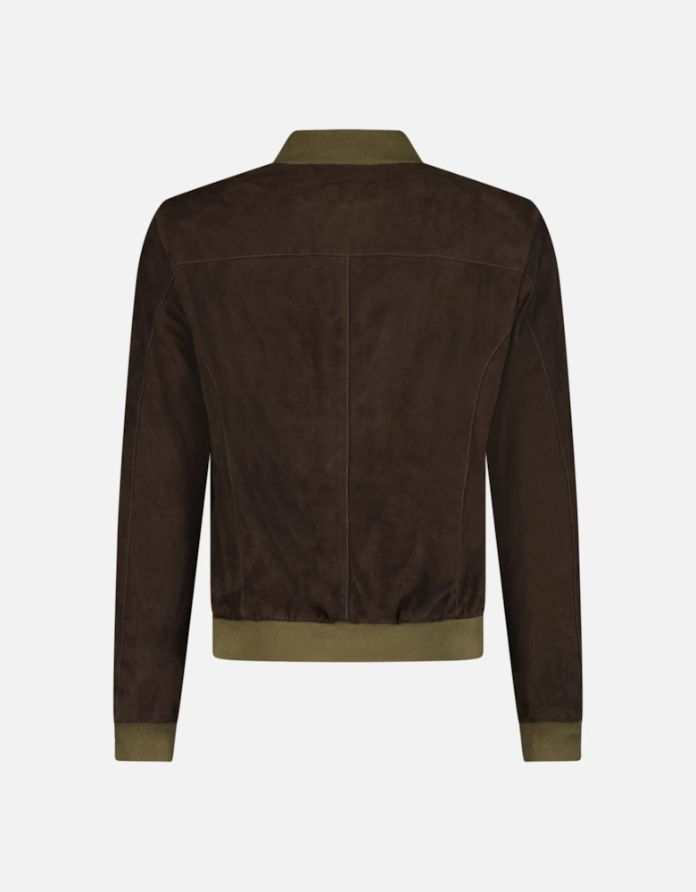 Button-Up Suede Jacket Brown