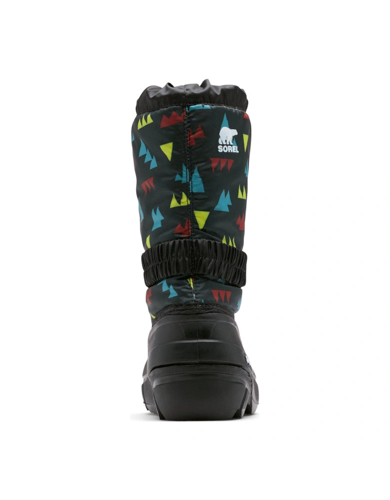 Kids Flurry Print Waterproof Snow Boot - Black