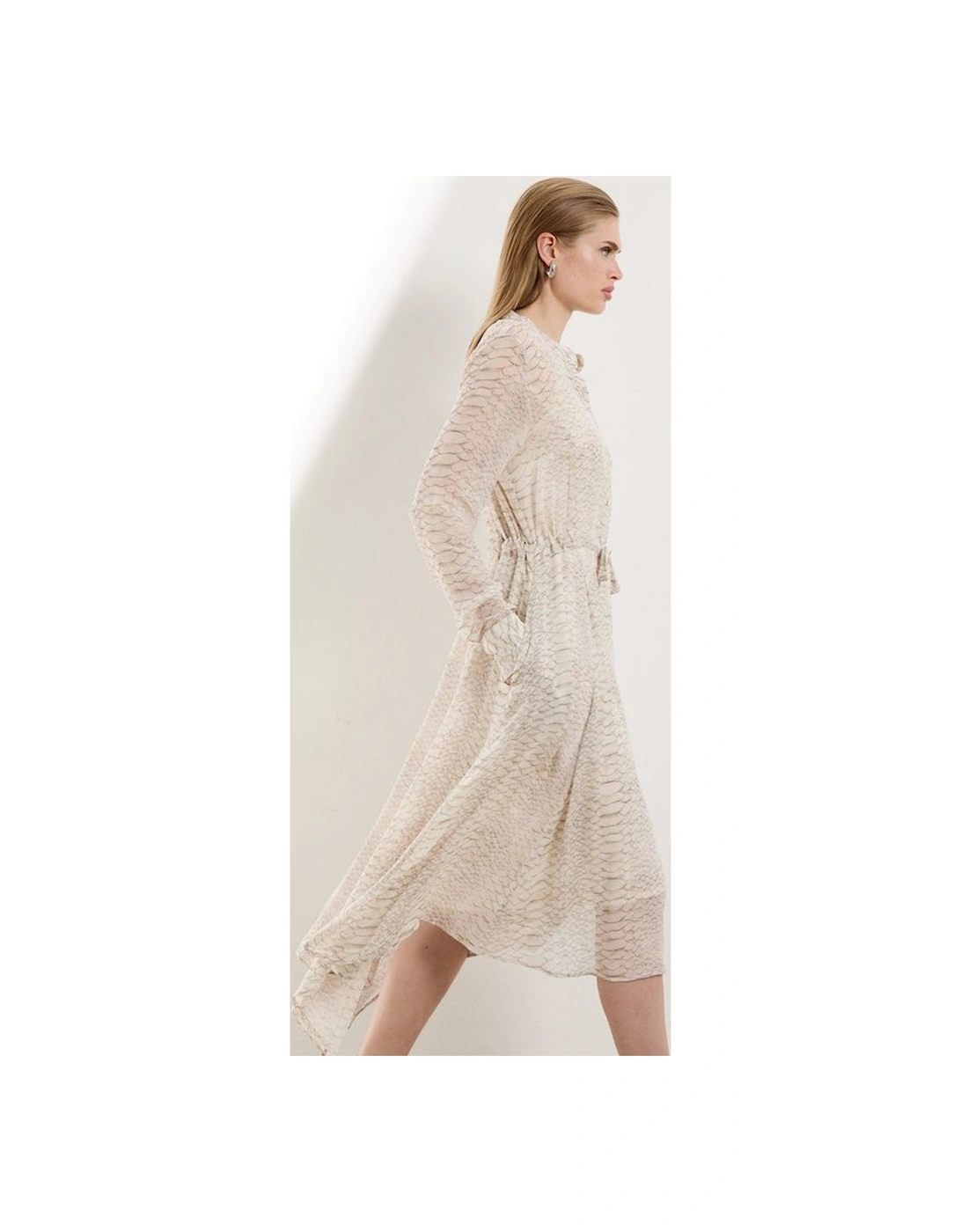 Petite Animal Print Viscose Georgette Woven Midi Dress