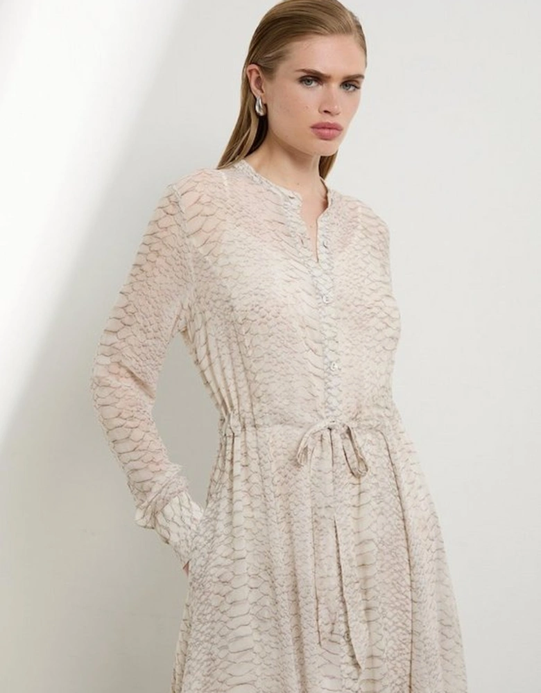 Petite Animal Print Viscose Georgette Woven Midi Dress