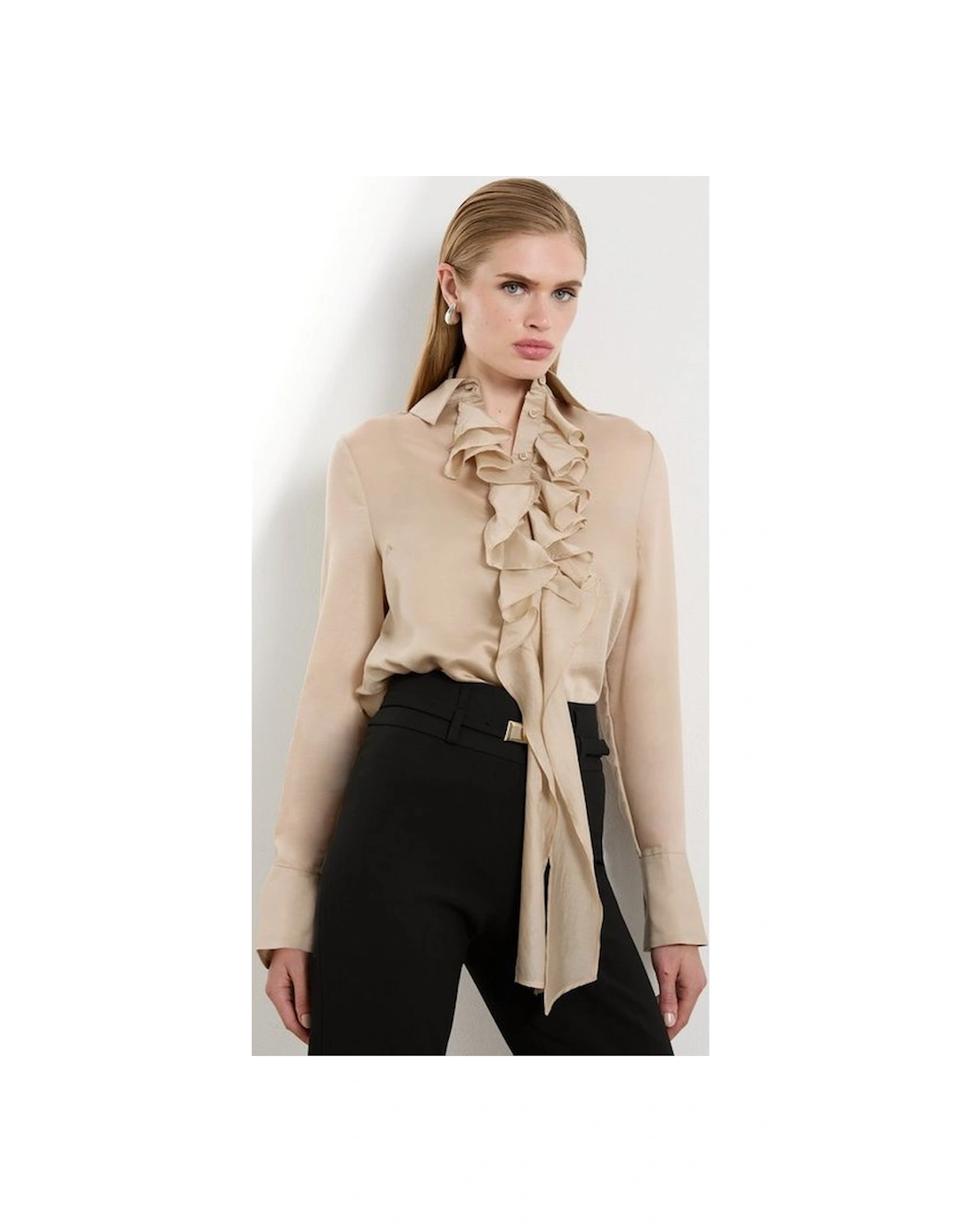 The Founder Bow Tie And Ruffle Detail Woven Blouse
