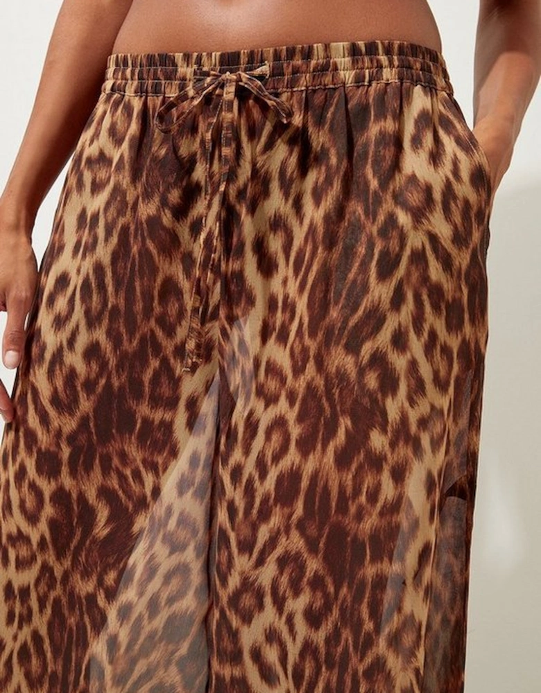 Cheetah Print Georgette Beach Trousers