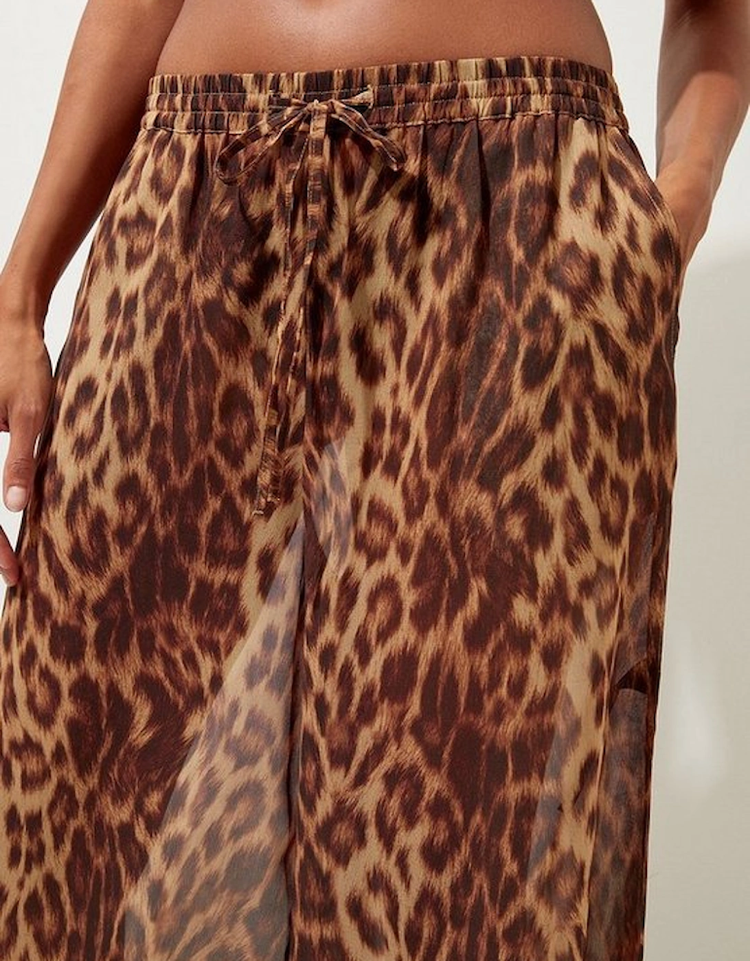 Cheetah Print Georgette Beach Trousers