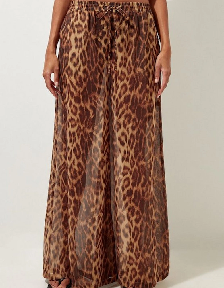 Cheetah Print Georgette Beach Trousers