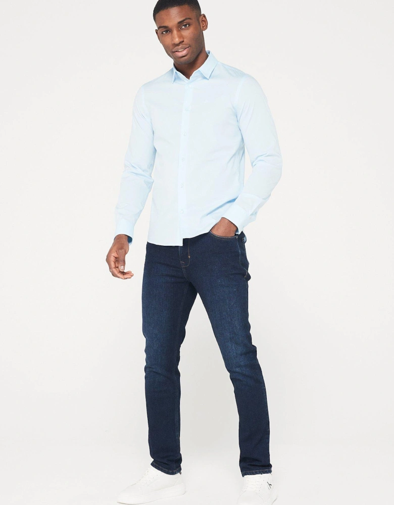 Poplin Stretch Slim Shirt - Light Blue