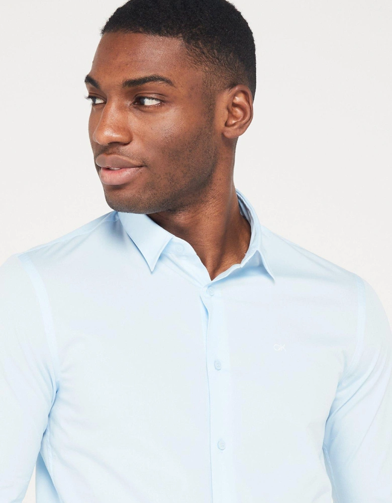 Poplin Stretch Slim Shirt - Light Blue