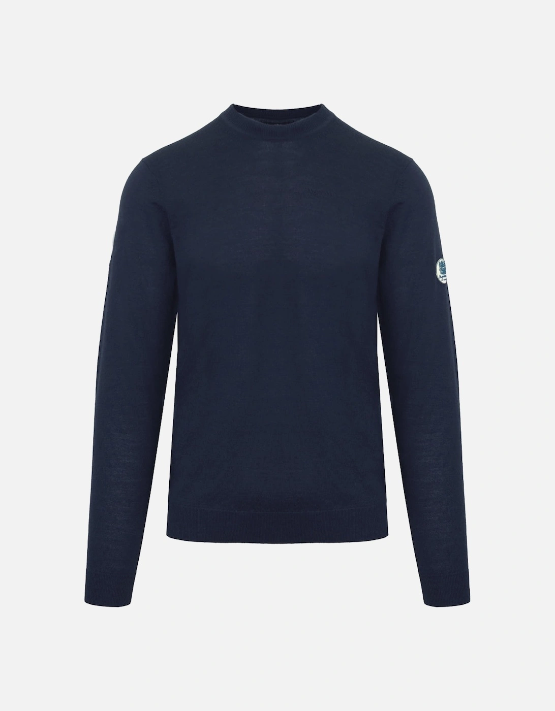 Plain Round Neck Navy Blue Jumper, 2 of 1