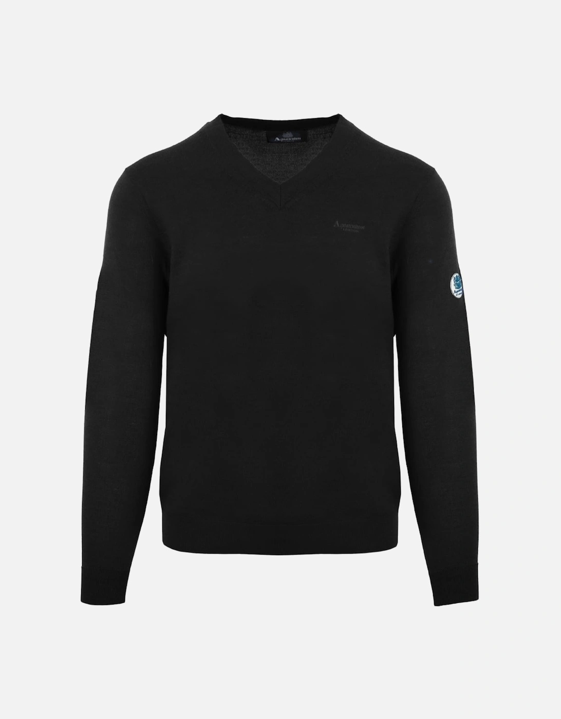 Plain V Neck Black Jumper, 2 of 1