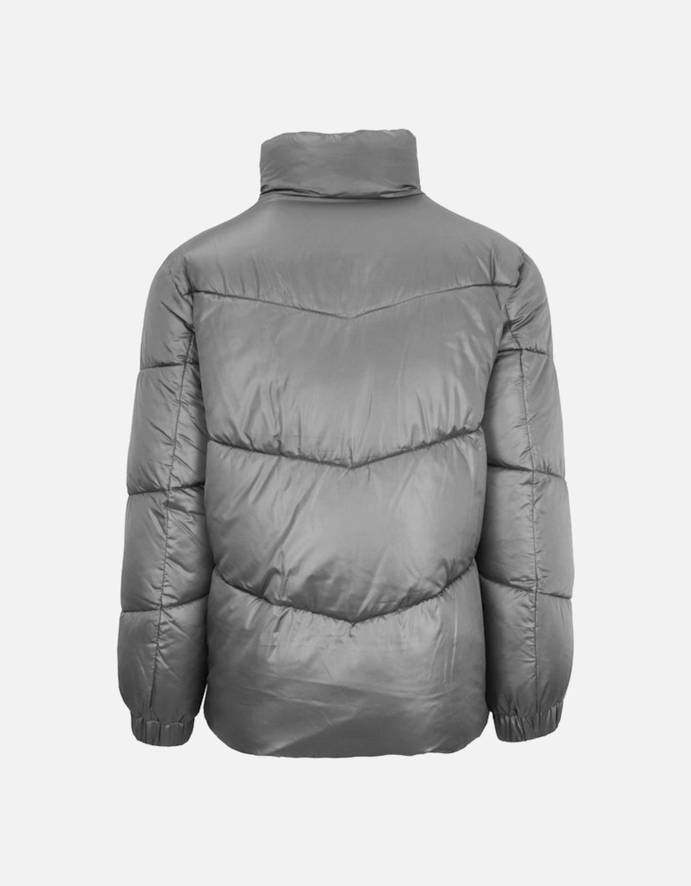 Plein Sport Bold Vertical Logo Shiny Padded Grey Jacket