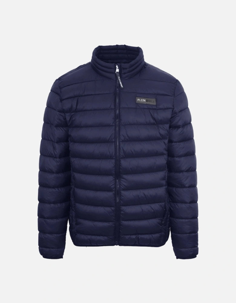 Plein Sport Patch Logo Thin Padded Blue Jacket