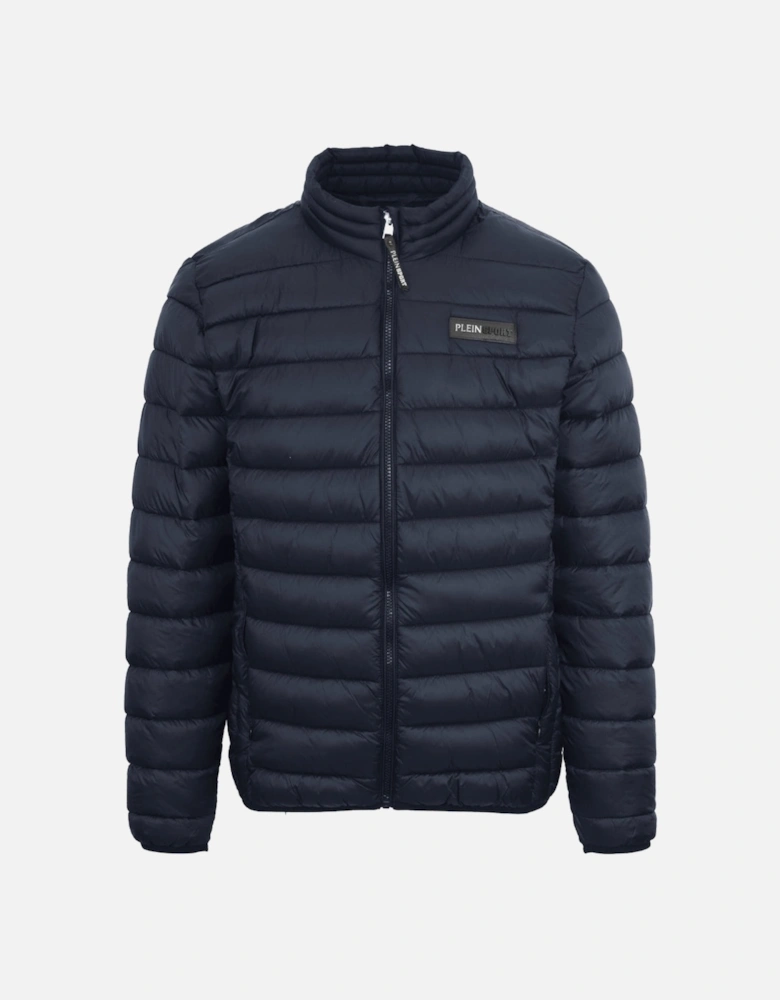 Plein Sport Patch Logo Thin Padded Navy Blue Jacket