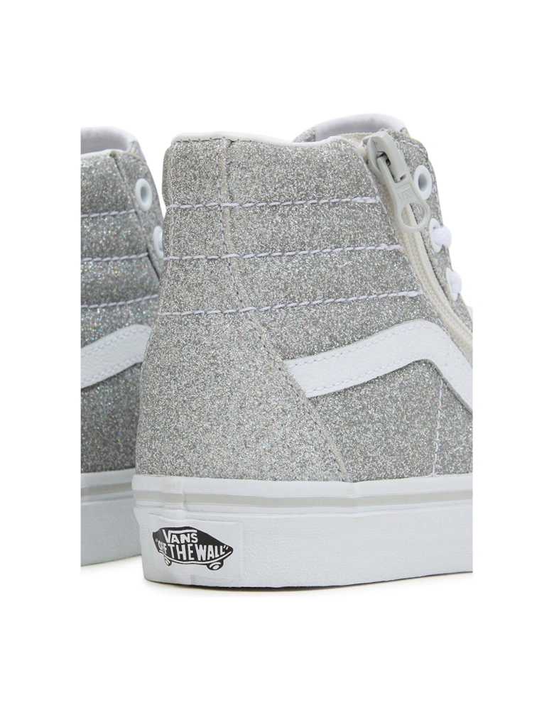 Sk8-hi Reissue Side Zip Glitter Younger Trainers - Silver