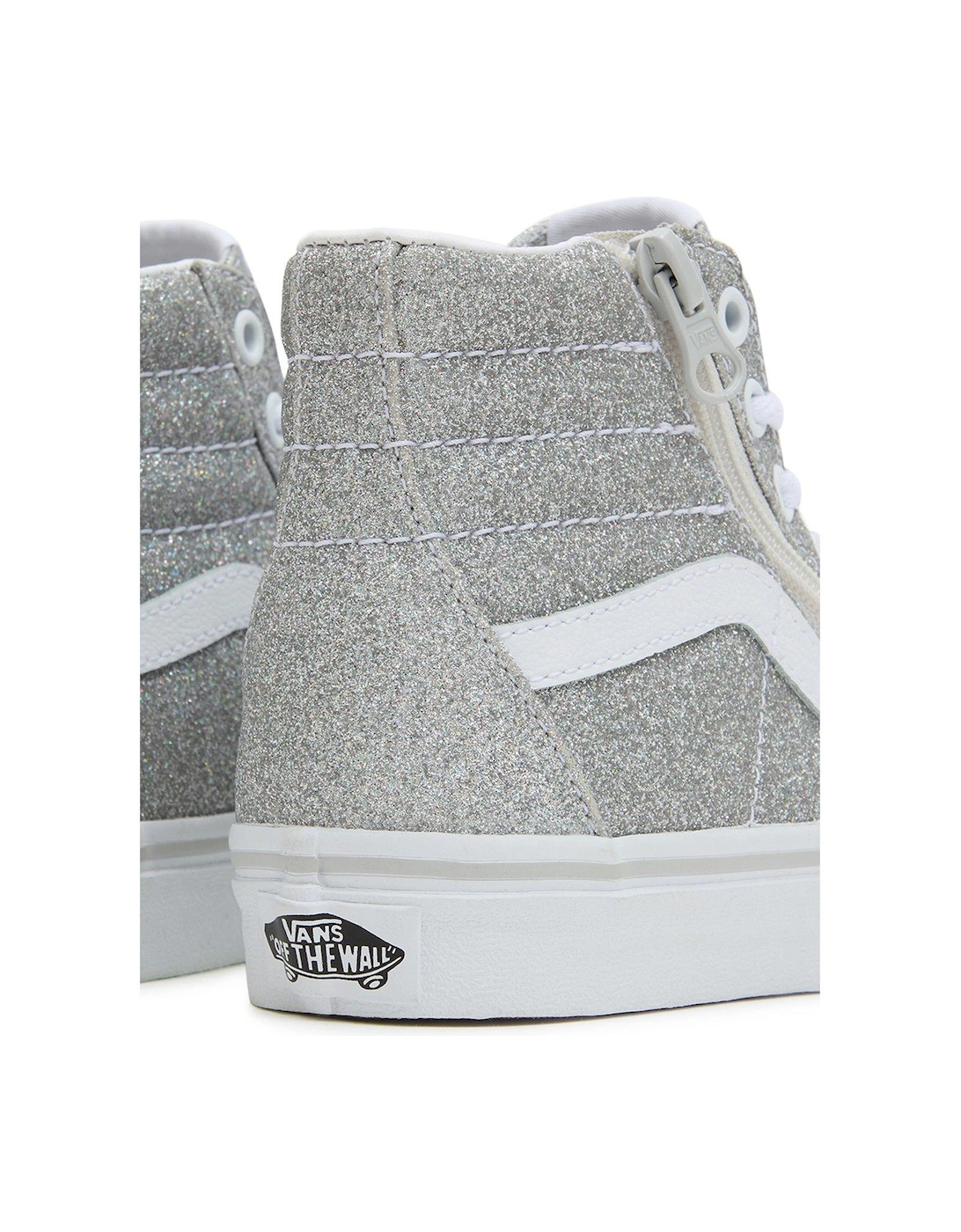 Sk8-hi Reissue Side Zip Glitter Younger Trainers - Silver