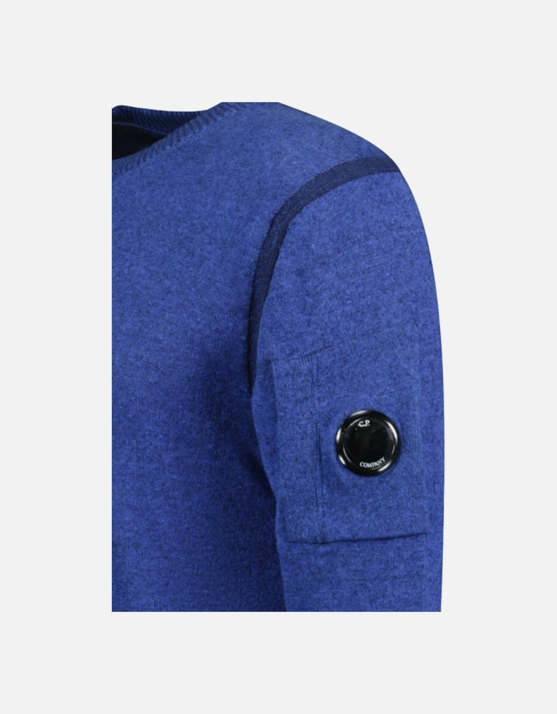 Knit Arm Lens Sweatshirt Blue