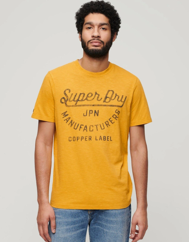 Copper Label Script Logo T-shirt - Yellow