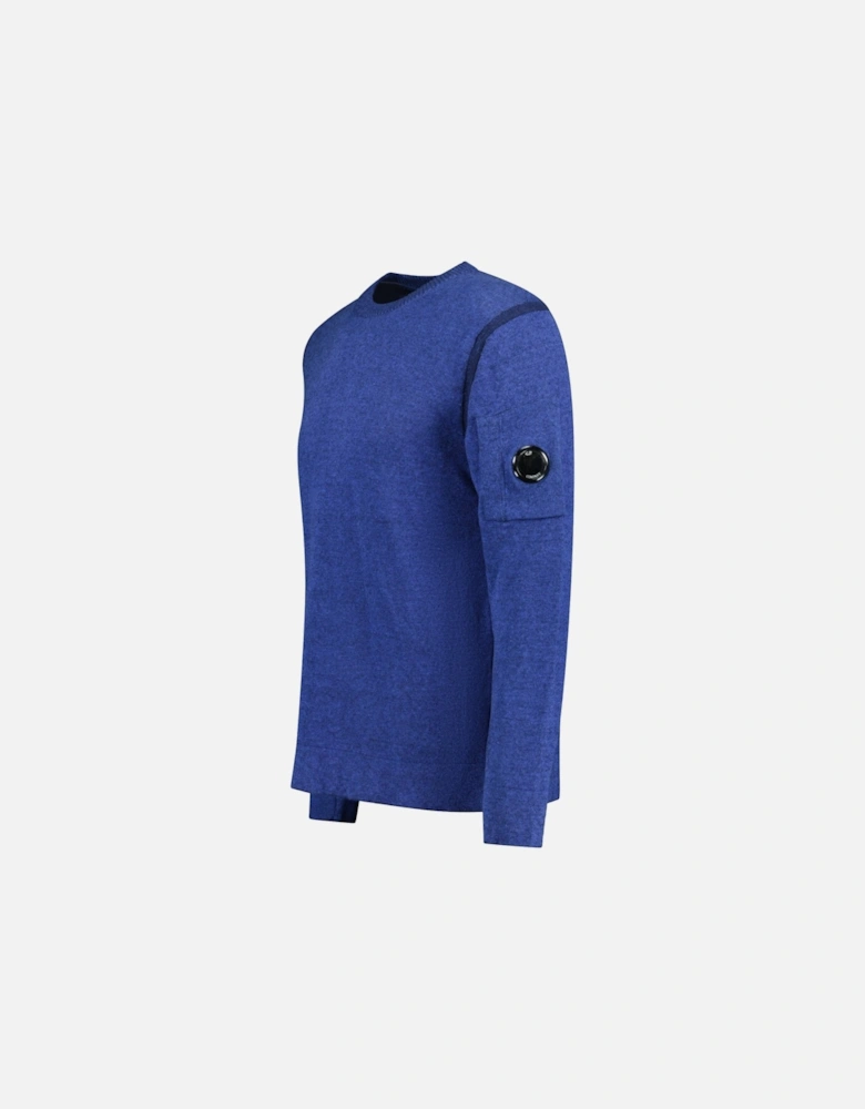 Knit Arm Lens Sweatshirt Blue