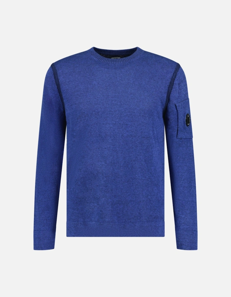 Knit Arm Lens Sweatshirt Blue