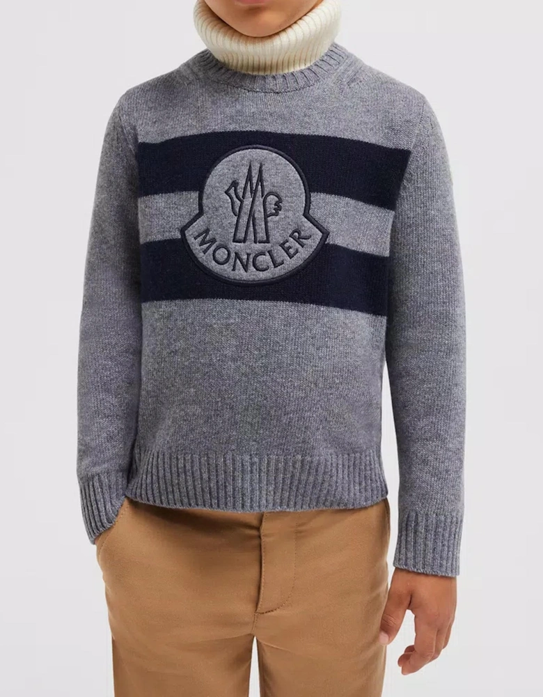 Kids Woven Logo Sweater Grey