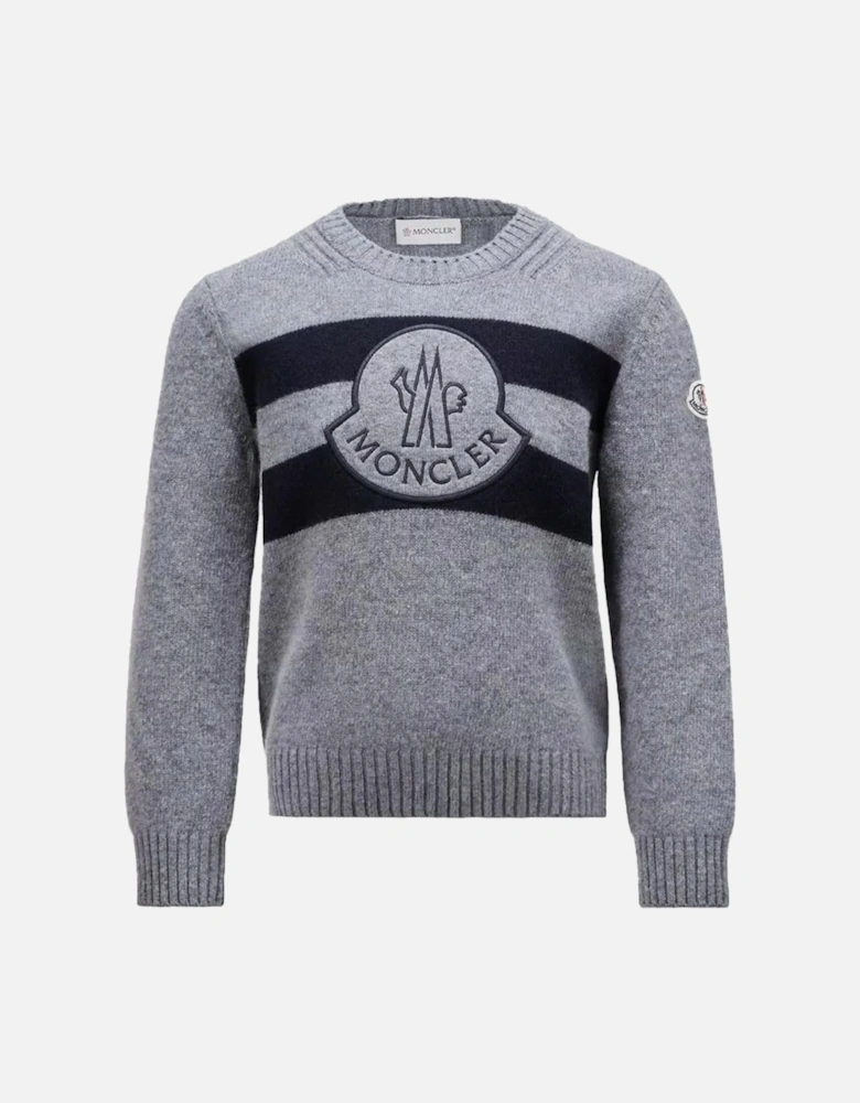 Kids Woven Logo Sweater Grey