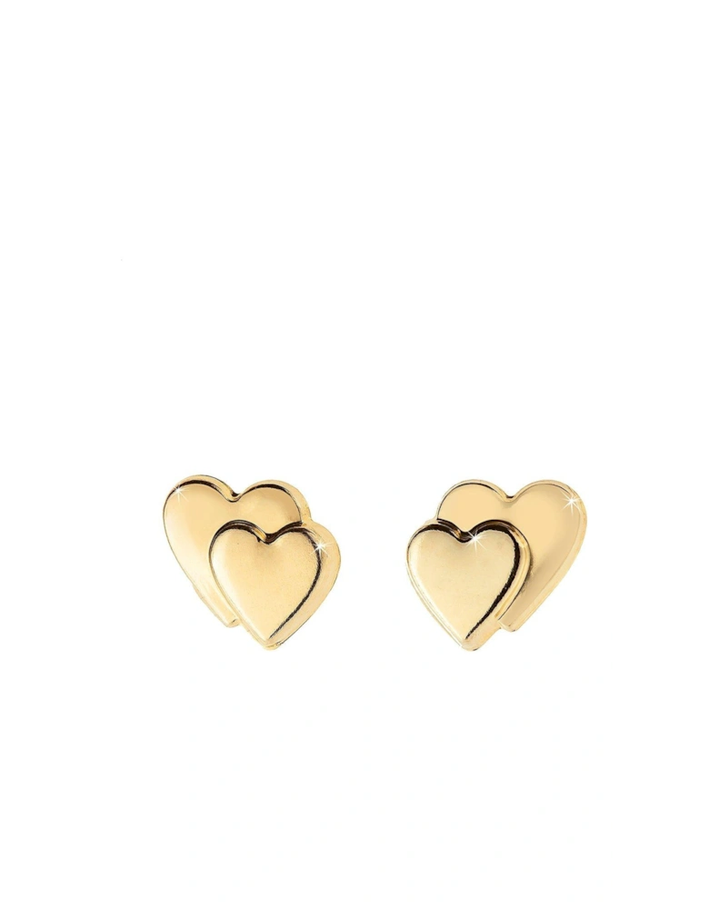 9 Carat Gold Heart on Heart Earrings in Red Heart Box