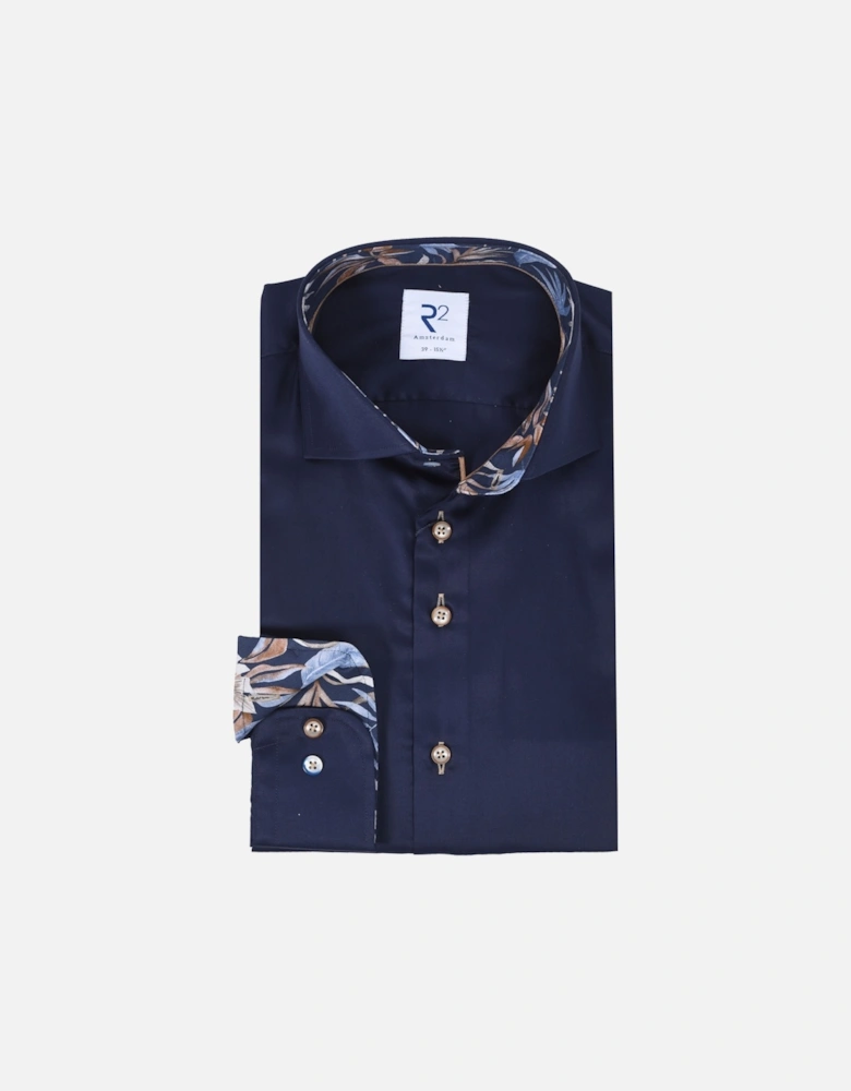 Cut Away Long Sleeved Shirt Navy