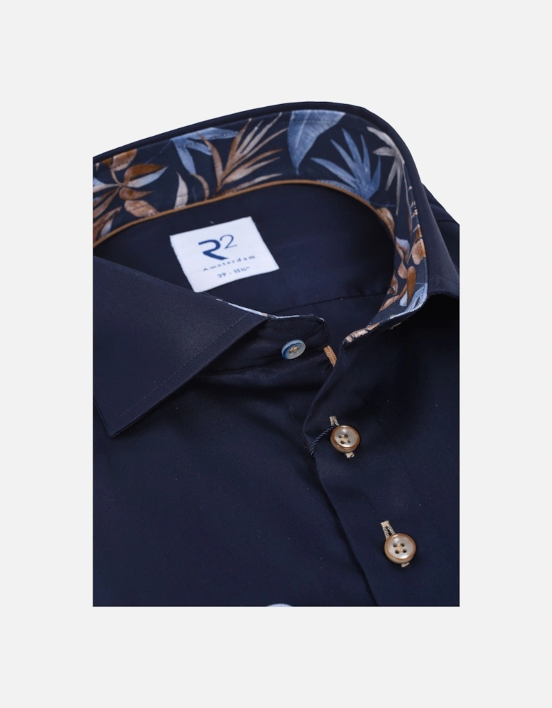 Cut Away Long Sleeved Shirt Navy