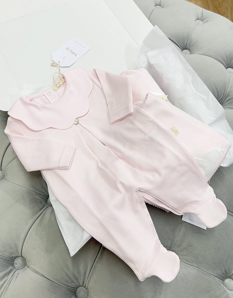 Cotton Pink Scollop Babygrow