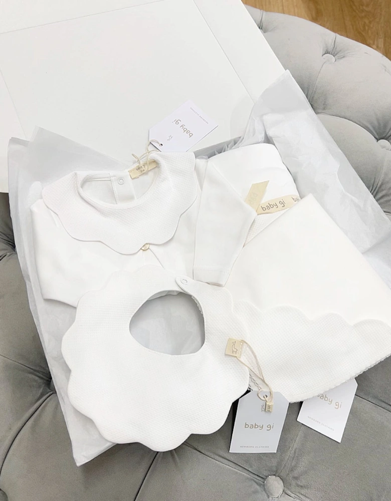 White Scollop Bib