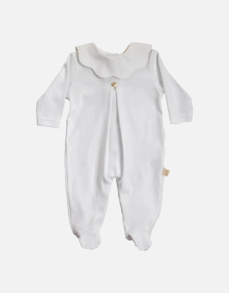 Cotton White Scollop Babygrow