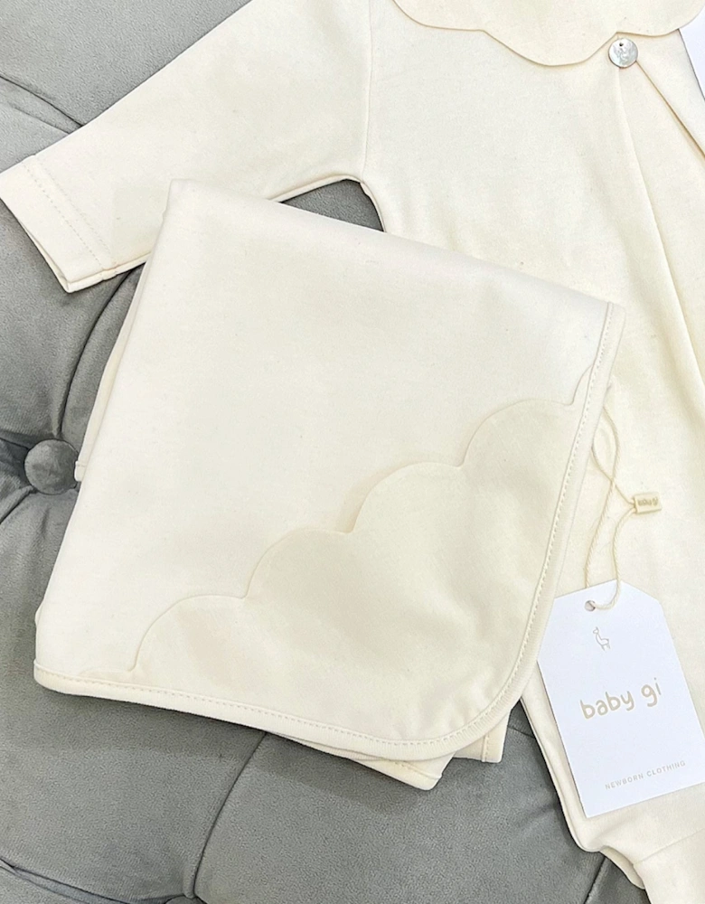 Cotton Beige Scollop Muslin