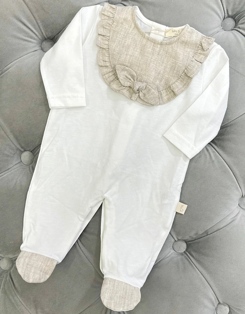 Cotton Linen Bow Babygrow