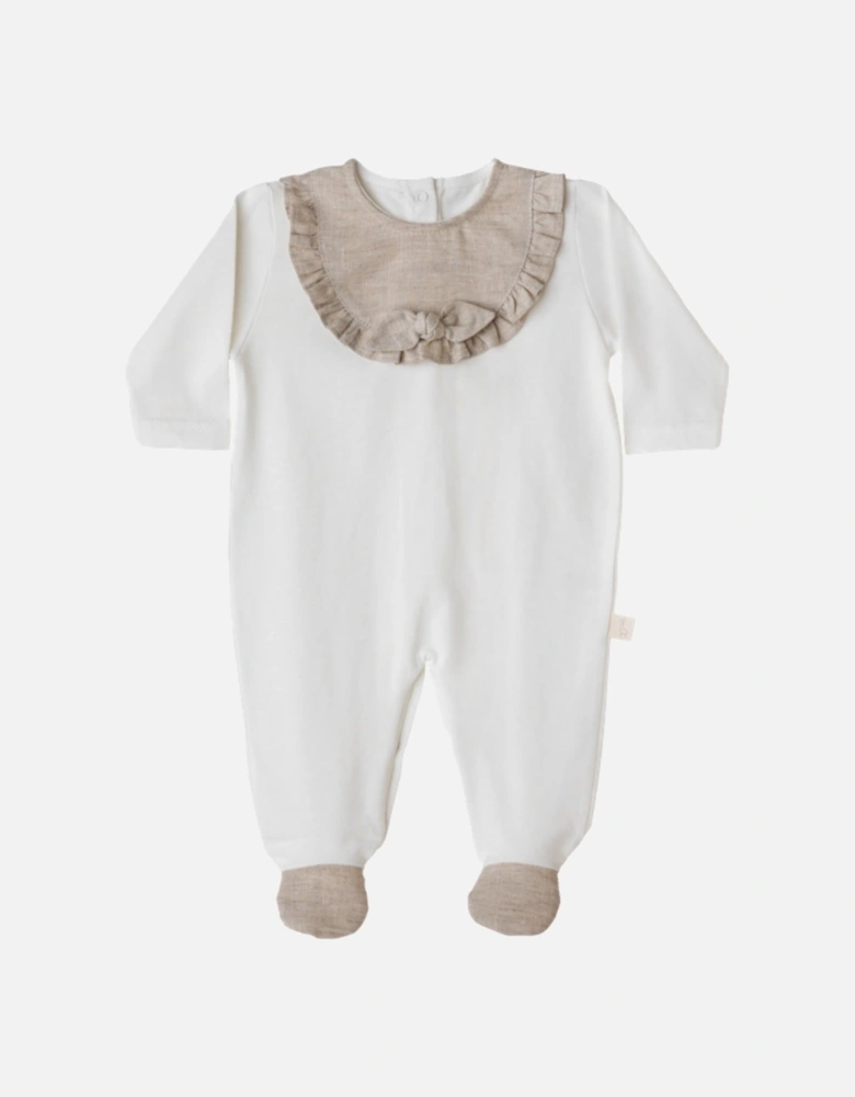 Cotton Linen Bow Babygrow